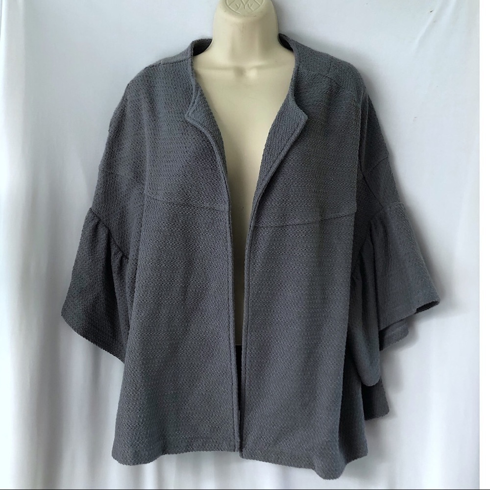 THML Gray Cropped Sweater Jacket Bell Sleeves M